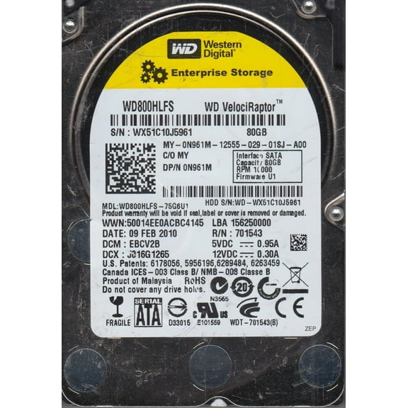WD800HLFS-75G6U1, DCM EBCV2B, Western Digital 80GB SATA 2.5 Hard Drive