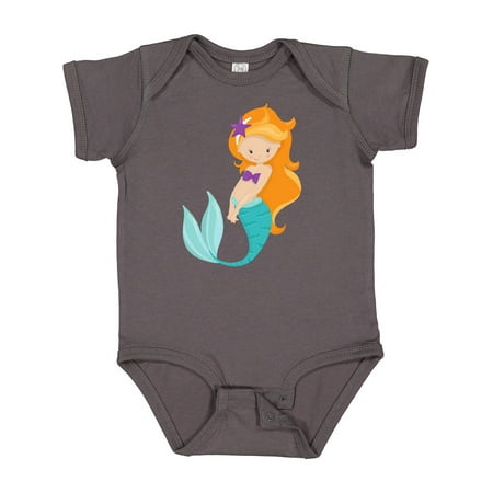 

Inktastic Cute Mermaid Little Mermaid Orange Hair Star Gift Baby Girl Bodysuit