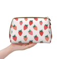 thumbnail image 5 of Bingfone Hand Drawn Strawberry Print Leather Makeup Bag, Portable Hand-held Zipper Female Cosmetic Bag Toiletry Bag, Suitable for Home and Travel, 5 of 6