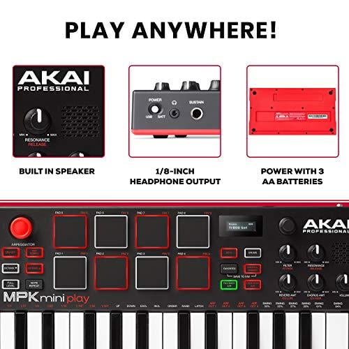 Akai MPK Mini Play USB Keyboard Controller w/ Speakers | Walmart