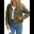 thumbnail image 2 of Chaqueta Blazer Informal para Mujer, de Piel Sintética de Ante con Solapa con Muescas y Botonadura Sencilla. Verde L, 2 of 8