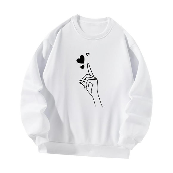 Sudadera de cuello redondo, ropa de otoño, sudaderas casuales para mujer, cuello redondo M