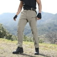 thumbnail image 2 of Men's Tactical Soft Shell Cargo Pants Wind Water Resistant Multi Zipper Pockets Outdoor Hiking Mountain Work Pants,Khaki,L, 2 of 4