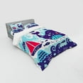 thumbnail image 3 of Purple Duvet Cover Set, Marine Traffic with Whale Sailboat and Fish with Cloud and Waves Nautical Life Print, Bedding Set with Shams and Fitted Sheet, 3 Sizes, by Ambesonne, 3 of 3