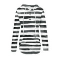 thumbnail image 6 of Jinhomg Lightweight Hooded Pullover for Women 2024 Trendy Striped Print Sweatshirt Comfortable Long Sleeve Button Up Tops with Kangaroo Pocket Sales Today Clearance Women Gray L, 6 of 7