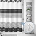 thumbnail image 2 of No Hook Shower Curtain, Black Grey Stripe Shower Curtains for Bathroom with See Through Top Window, Modern Art Horizontal Striped Waterproof & Washable Bath Curtain Extra Long 72"x96", 2 of 9