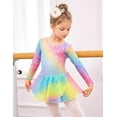 thumbnail image 4 of Oudiya Girls Long Sleeve Ballet Leotard Dance Dress Outfit with Shiny Skirt for Kids 3-11Y, 4 of 7