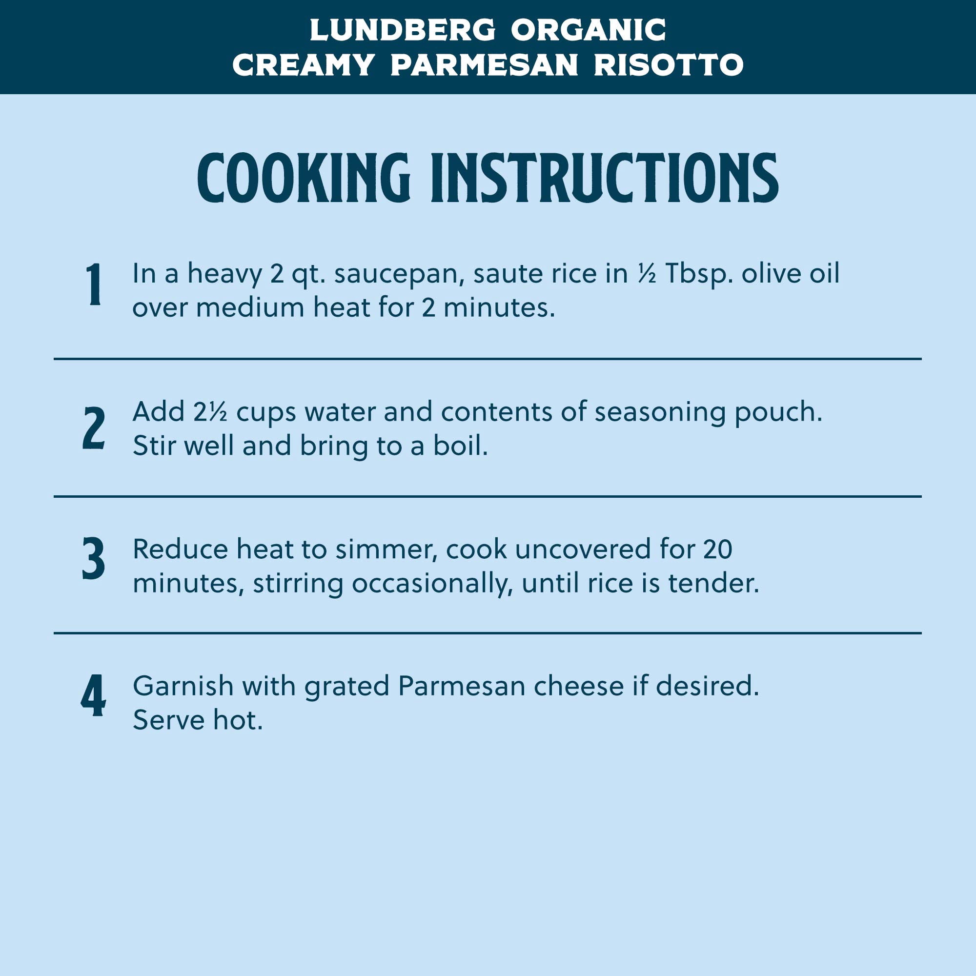 Lundberg Family Farms - Organic Arborio Rice Risotto, Creamy Parmesan, Convenient Side Dish, 20 Minute Cook Time, Pantry Staple, Non-GMO, Gluten-Free, USDA Certified Organic (5.5 oz, 6-Pack)
