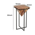 thumbnail image 5 of Ida 30 Inch Pyramid Shape Acacia Wood Side Table With Cross Iron Base- Brown, 5 of 5