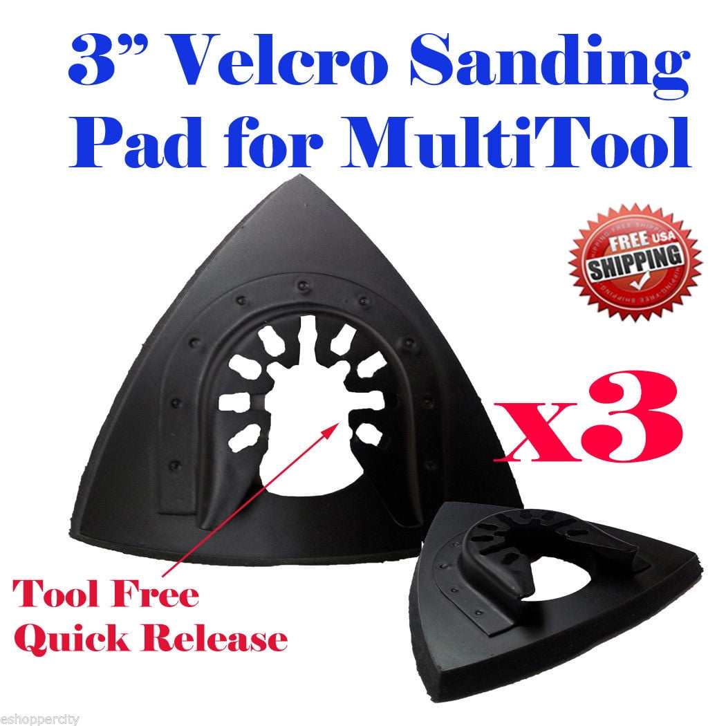 3x Triangle Sand Pad Quick Release Oscillating Tool For Bosch Craftsman Kit Set 