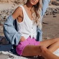 thumbnail image 6 of LEKODE Cotton Linen Shorts for Women Bermuda Gauze Elastic Waist Casual Short Relaxed Summer Fashion Clothes with Pockets Hot Pink L, 6 of 7