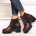 thumbnail image 2 of NECHOLOGY Botas Mujer Adulto Femenino Zapatos Botines para mujer Botas elásticas a la moda para mujer, botines con contraste de tacón y tacón grueso, para invierno (Wine, 8.5), 2 of 7