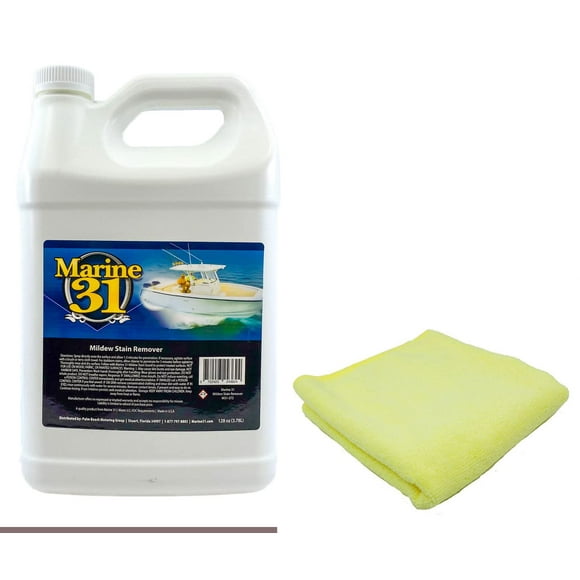 Marine 31 Mildew Stain Remover & Cleaner - Marine & Boat, Home & Patio, Bathroom & Shower Cleaner (Gallon & Towel Kit)