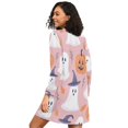 thumbnail image 2 of FORMRS Womens Long Sleeve Nightgowns Crew Neck Sleep Shirt Soft Pajamas Sizes S-3XL, Cartoon Halloween Ghosts, 2 of 8