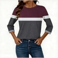 thumbnail image 4 of Qulqfy Tops for Women Plus Size 3/4 Sleeve Spring Shirts Crew Neck Casual Fall Striped Tops Blouses for Women 5XL, 4 of 6