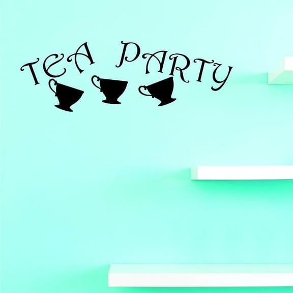 Custom Decals Tea Party Wall Art Size: 14 X 28 Inches Color: Black