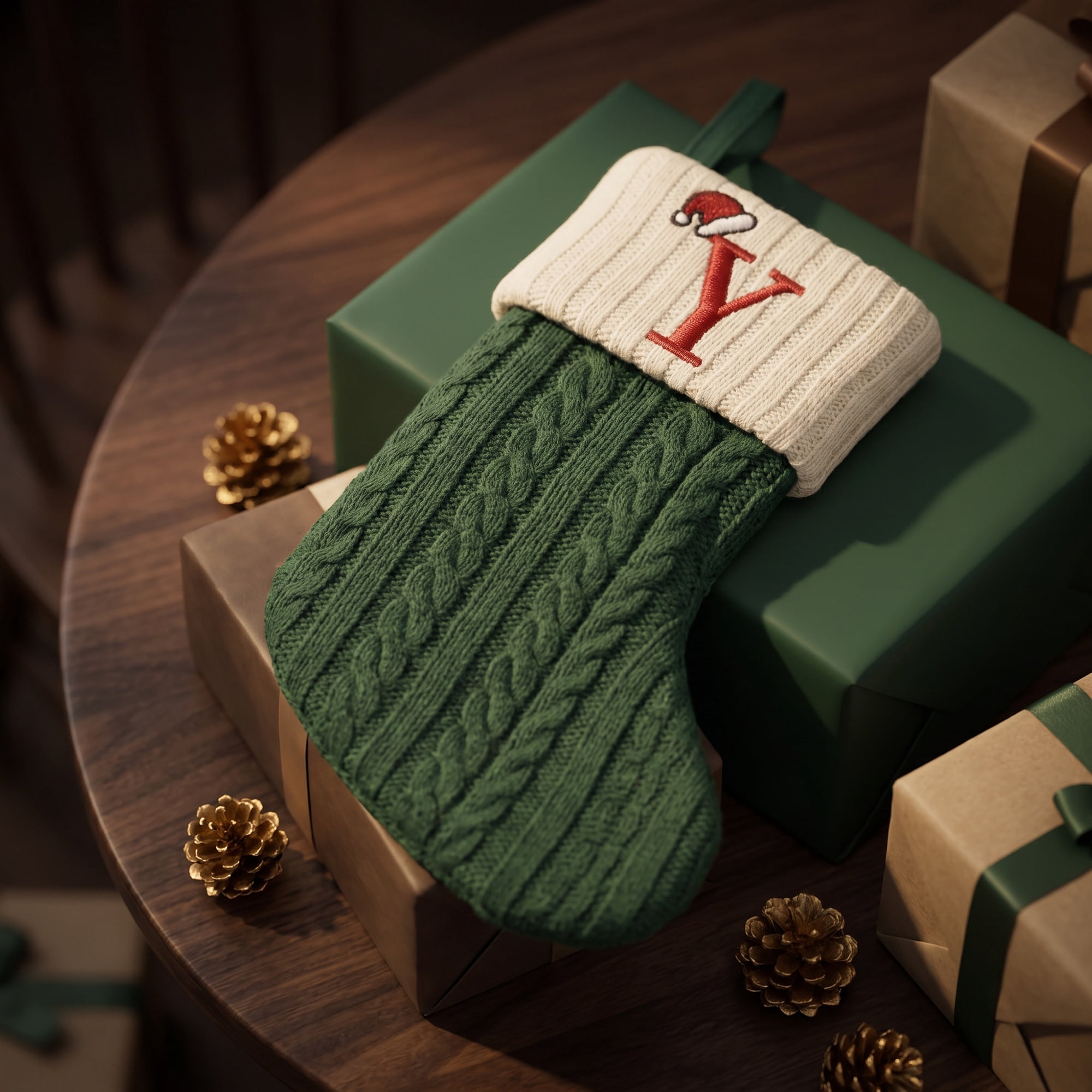 Unique Bargains Christmas Luxury Grand Hearth Accent Stocking Green Letter Y 8"