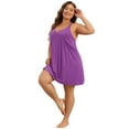 thumbnail image 3 of DARING DIVA Women's Plus Elegant V Neck Chemise Nightgown 1X Purple, 3 of 6
