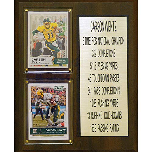 C&I Collectables 810WENTZCO NCAA 8"X10" Carson Wentz Norh Dakota State Bison Two Card Stat Plaque