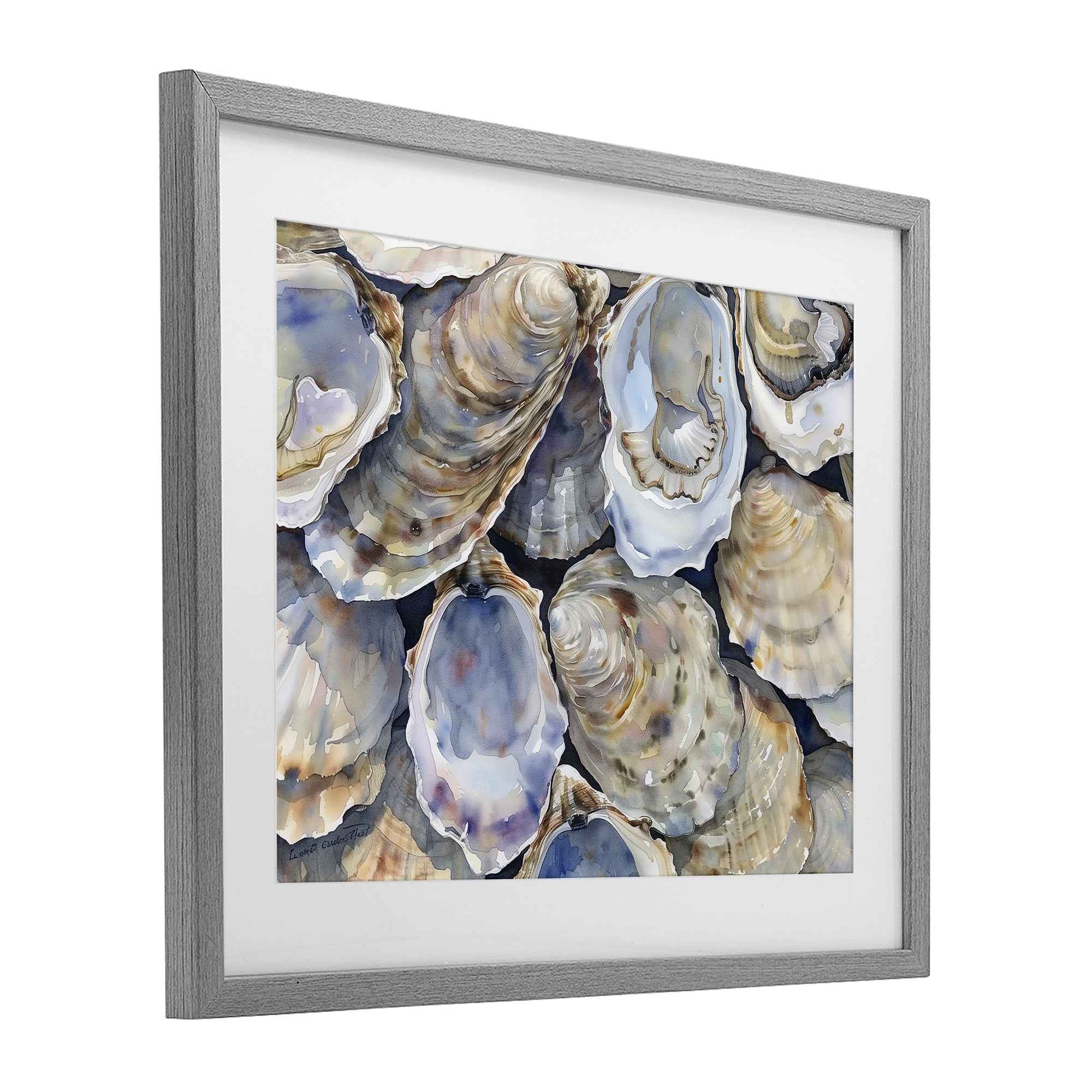 Stupell Industries Oyster Shellabration Pile Gray Framed Print Under Glass, design by Heidi Kuntz