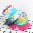 thumbnail image 3 of Women Men Harajuku Tie-Dye Contrast Colored Bucket Hat Reversible Packable Wide, 3 of 4