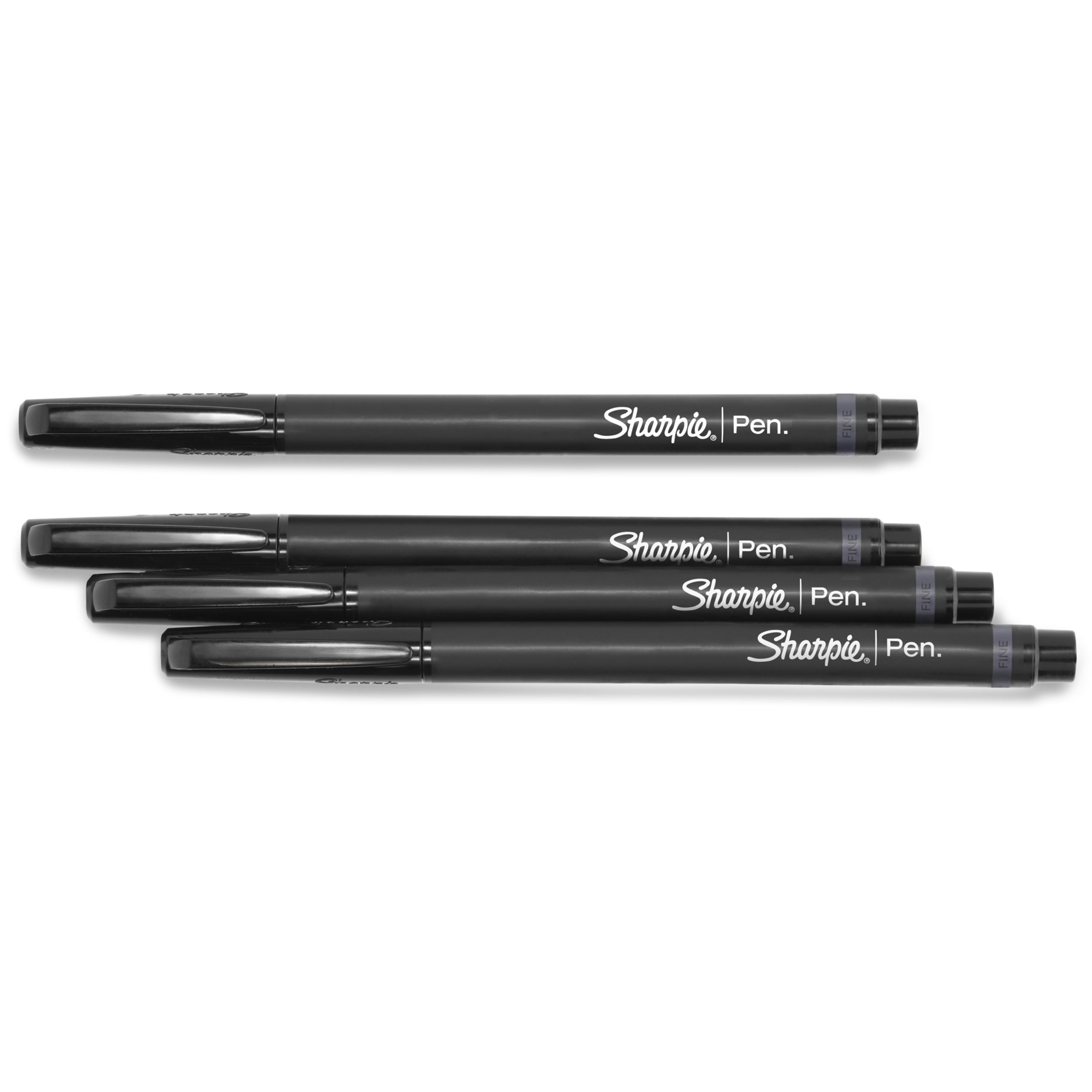 Stylos Sharpie, pointe feutre, pointe fine (0,4 mm), noir, 4 unités