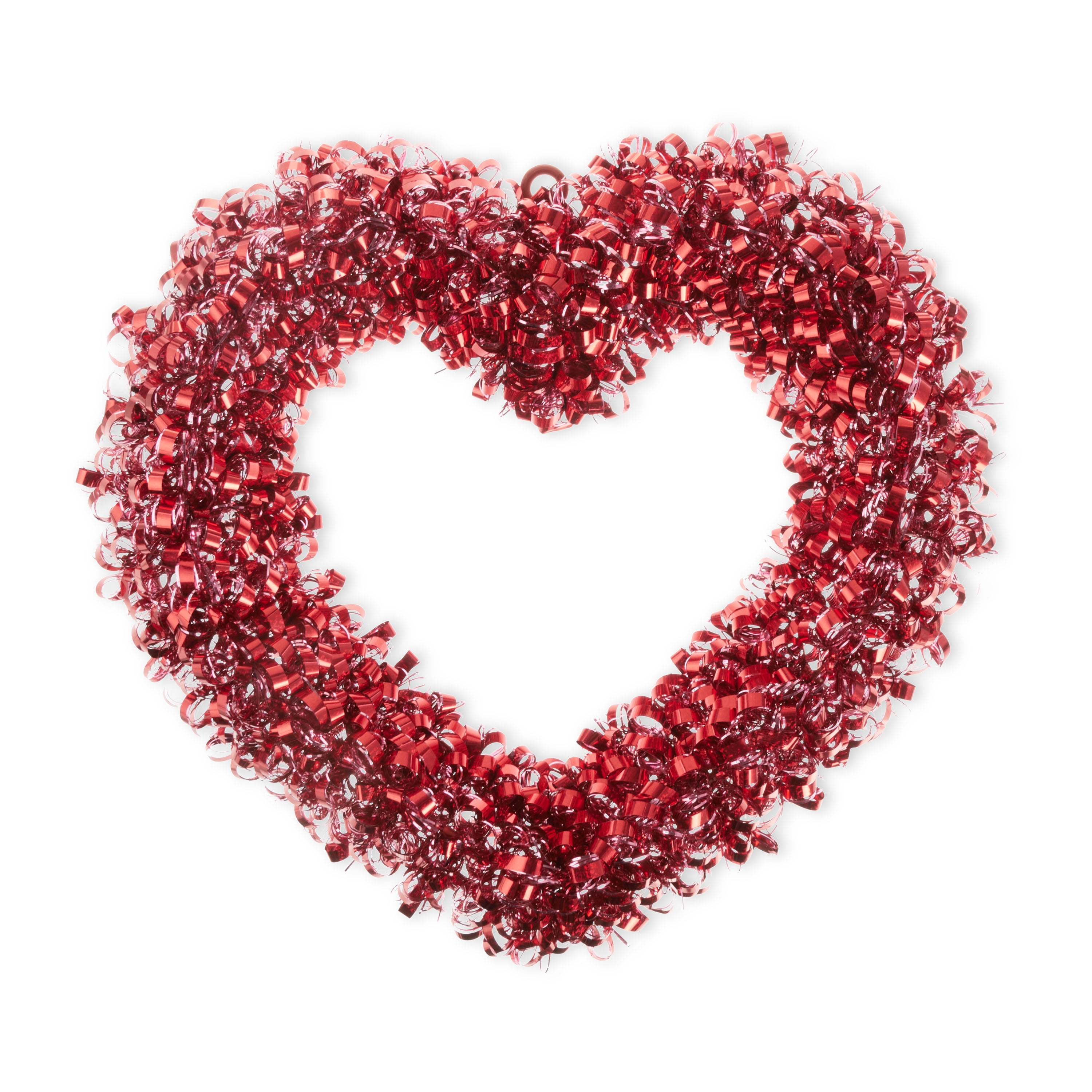 Way To Celebrate Valentine's Day Red Tinsel Heart Wreath