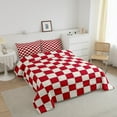 thumbnail image 3 of Erosebridal Plaid Comforter Set Full Beige Red Checkerboard Quilt Set Geometric Checkered Bedding Set For Kids Boys Girls,Aesthetic Grid Duvet Set Modern Room Decor 3 Pcs, 3 of 7