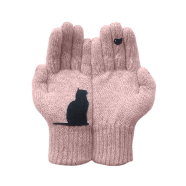 Sonducket Guantes de algodón suaves y duraderos para mujeres que mantienen el calor en invierno guantes de punto guantes de invierno guantes y mitones rosa