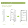 thumbnail image 3 of 5 Tier Foldable Storage Shelves with Wheels, Large Capacity Shelving Unit, Freestanding Metal Wire Shelf Rack, No Assembly Organizer Rack for Garage Kitchen, Basement, Pantry(White), 3 of 8