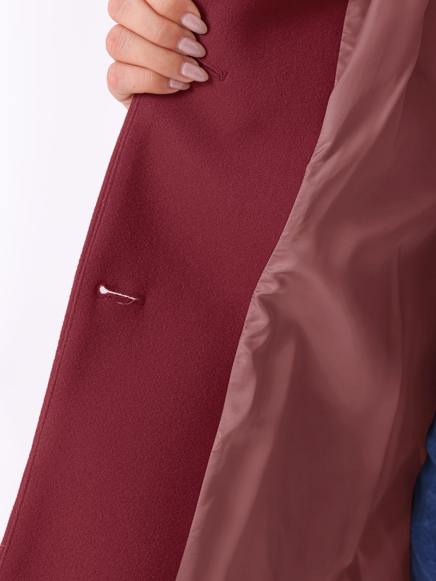 DARING DIVA Women's Plus Size Button Down Single Breasted Peacoat Long Coat 4X Burgundy