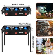 Bestfire Gas Stove for Cooking Outdoor, 3 Burners Outdoor Propane Burners for Cooking with Removable Legs 20 PSIG High Pressure Regulator ,225,000 BTU