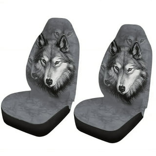 Wolf Printed Men Car Seat Cover Front Seats Only Full Set of 2