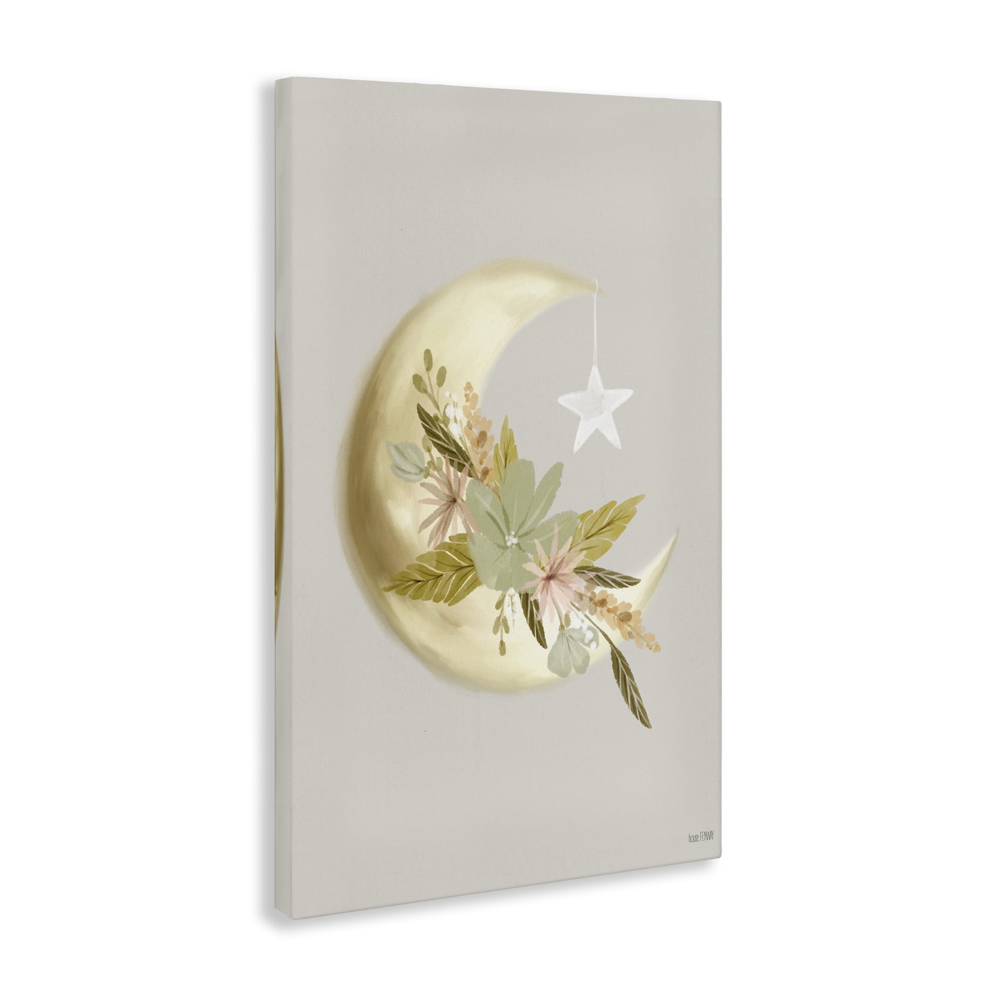 Stupell Industries Moon with Flowers Landscape Painting Gallery Wrapped Canvas Art Print Wall Art, 16 x 24