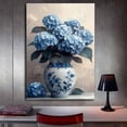 thumbnail image 3 of Mudket Blue Hydrangea in Blue and White Vase Canvas Wall Art, Vintage Floral Botanical Wall Decor, Light Blue Flower Artwork for Living Room Bedroom Kitchen, Framed Ready to Hang - 12"L x 8"W, 3 of 10