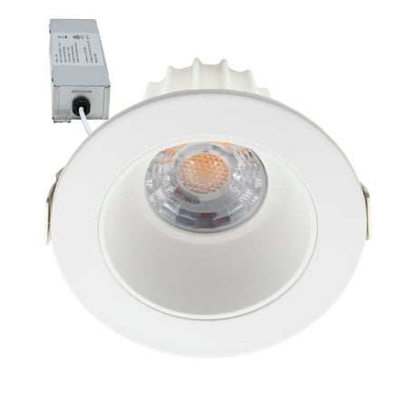 

Maxxima 2 in. Slim 3 CCT Recessed Anti-Glare LED Downlight Canless IC Rated 600 Lumens 3 Color Temperature Selectable 2700K/3300K/4000K Dimmable Round White Trim 90 CRI Junction Box Included