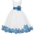 thumbnail image 2 of Ekidsbridal Girl Formal Flower Girl Dress - White Floral Rose Petals Dress with Tiebow 302T-A (Size: S-16), 2 of 3
