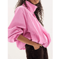 thumbnail image 3 of PUWEI Women's Chelsea Funnel-Neck Casual Jacket Oversized Zip Up Bomber Jacket with Pockets, 3 of 7