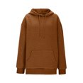 thumbnail image 6 of Women's Drawstring Hoodies with Pocket Flower Textured Pattern Hooded Sweatshirts Pullover Solid Long Sleeve Tops (S, Brown), 6 of 6