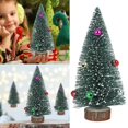 thumbnail image 2 of 7.87'' Mini Christmas Tree, Wood DIY Crafts Small Pine Tree with Wooden Bases for Xmas Holiday Party Home Tabletop Tree Decor (Green), 2 of 9