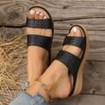 thumbnail image 7 of LOVZFMLL Wedge Sandals for Women Two Straps Slip On Open Toe Comfort Walking Clogs with Arch Support Casual Summer Beach Vacation Shoes Black 6, 7 of 7