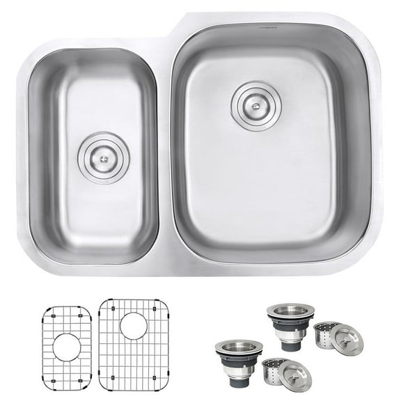 Ruvati 29-inch Undermount 40/60 Double Bowl 16 Gauge Kitchen Sink