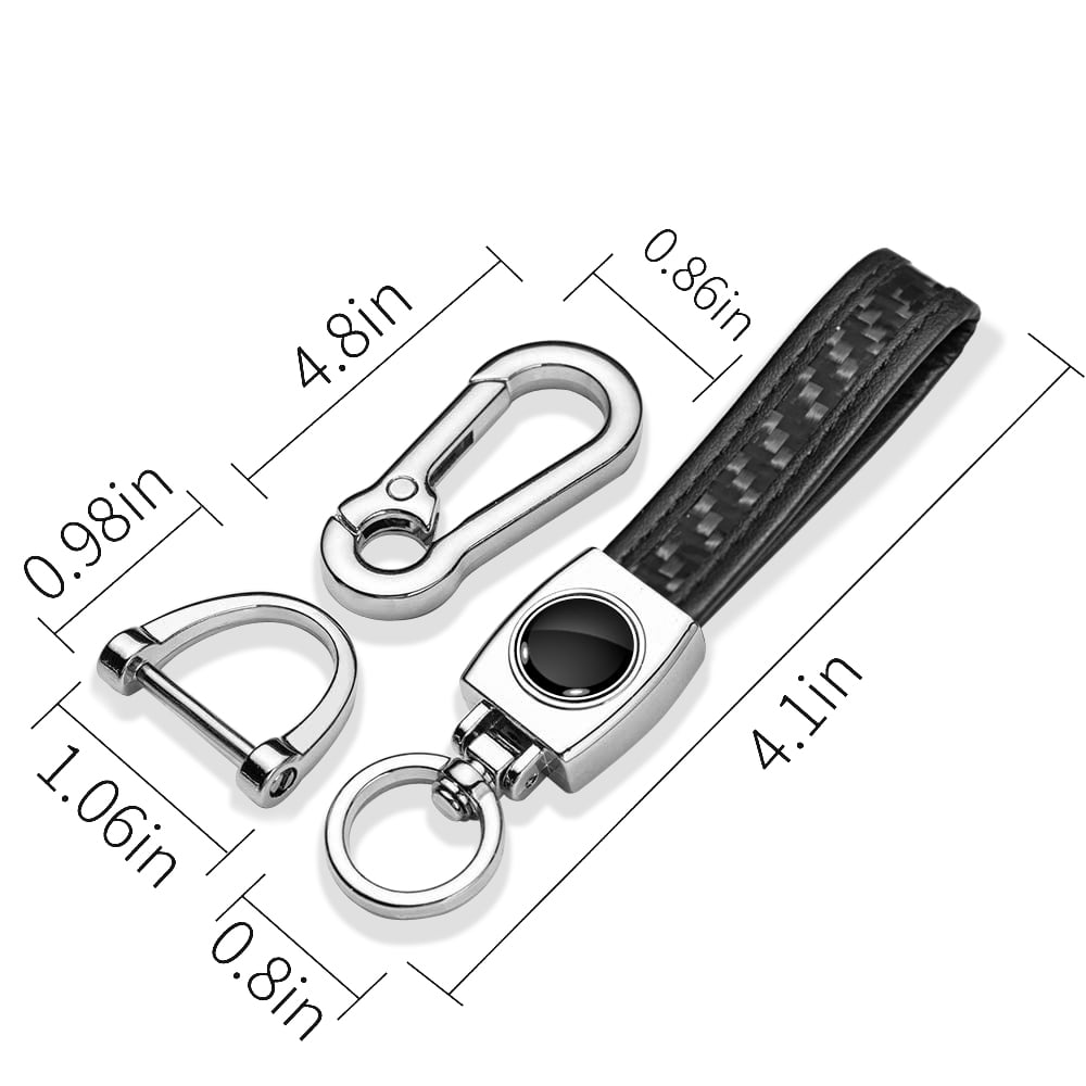 Honda Logo in Black Genuine Black Carbon Fiber Loop-Strap Chrome Hook Key Chain