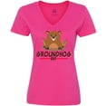 thumbnail image 3 of Inktastic Groundhog Day with Cute Groundhog Illustration Women's V-Neck T-Shirt, 3 of 5