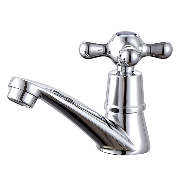 1 Pc Single Cold Basin Faucet, Alloy 96 Wheel Quick Open Faucet, Countertop Single Cold Water Tap for Washroom, One Size, Silver