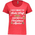 thumbnail image 3 of Inktastic I Just Want to Bake Stuff and Watch Christmas Movies Women's Plus Size T-Shirt, 3 of 5