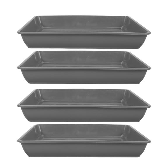 LOLIPPYY 4-Pack Grey Square Plastic Plant Pot Saucers with Modern Design, Water Drip Trays for Indoor and Outdoor Plant Care