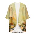 thumbnail image 4 of Hvyesh Plus Size Cardigan for Women Dressy 3/4 Sleeve Summer Kimono Cute Floral Print Cover up Tops, 4 of 5