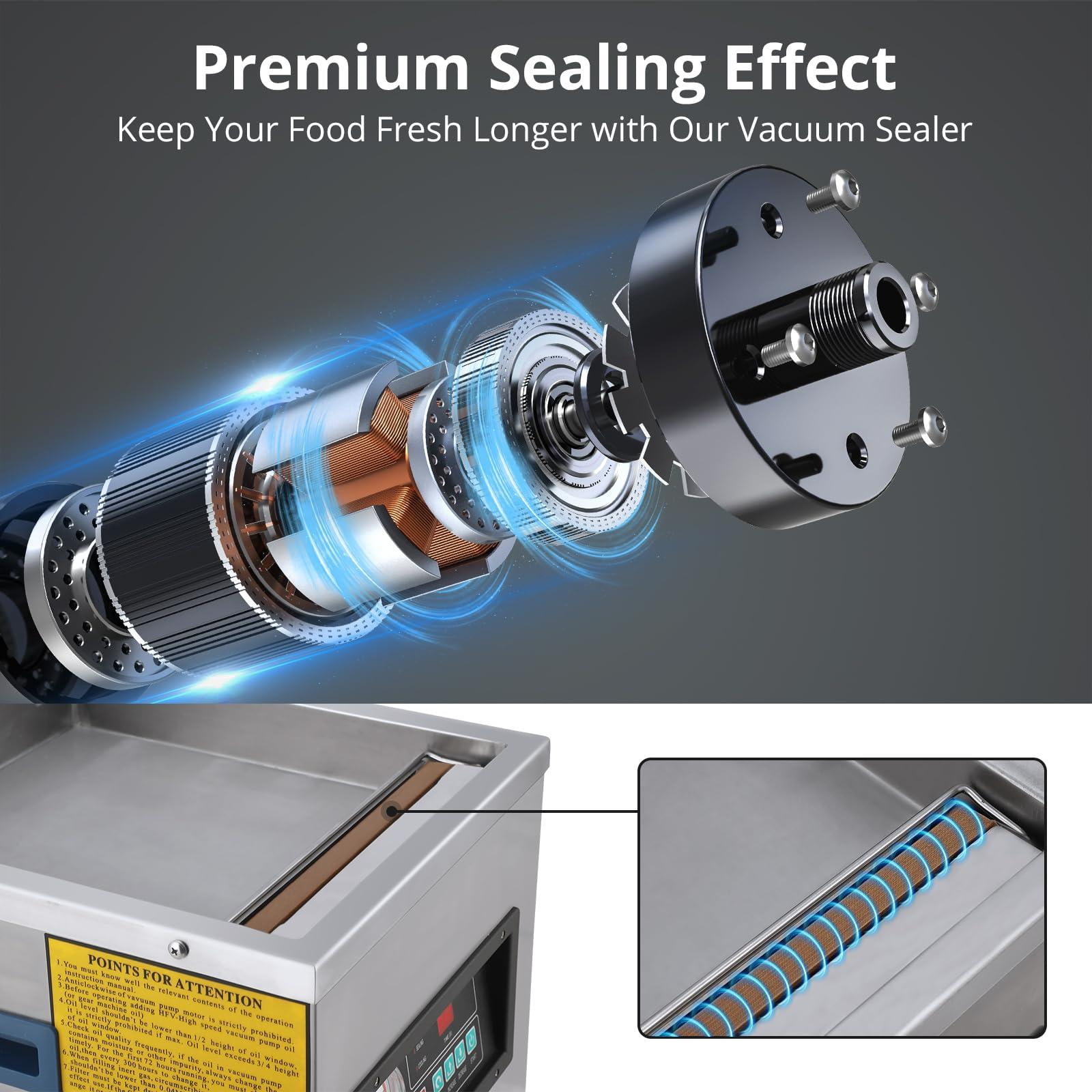 Accreate Chamber Vacuum Sealer Machine, 10.2" Seal Bar, 260W, Stainless Steel Construction, Automatic Control, Industrial-Grade Food Vacuum Packaging System for Home & Commercial Use