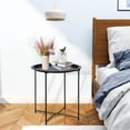 thumbnail image 7 of Folding Tray Metal Side Table Round End Table, Black Sofa Small Accent Fold-able Table, Round End Table Tray, Next to Sofa Table, Snack Table for Living Room and Bed Room Garden 4 you, 7 of 7